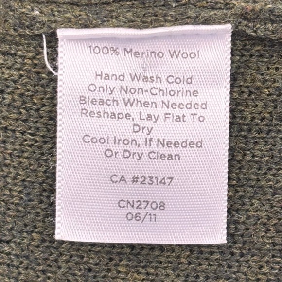 Talbots Merino Wool Cardigan Sweater XL Double Breasted Olive Green Old Money - Picture 3 of 5